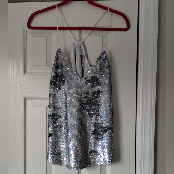 IRO Silver Sequin Camisole Top S - Picture 3 of 9
